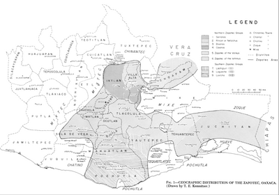 Geographic Distribution of the Zapotec, Oaxaca