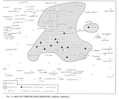 Map of Chocho and Ichcatec Areas, Oaxaca0