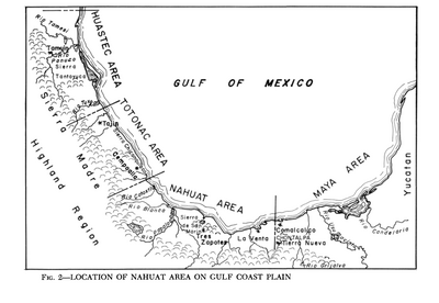 Location of Nahuat Area on Gulf Coast Plain