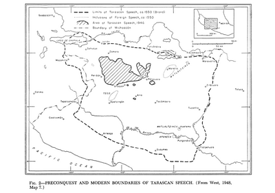 Preconquest and Modern Boundaries of Tarascan Speech