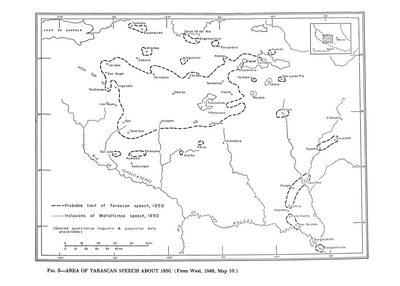 Area of Tarascan Speech about 1850