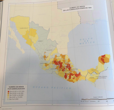 NÚMERO DE INDIOS EN LAS SUBDELEGACIONES EN 1800