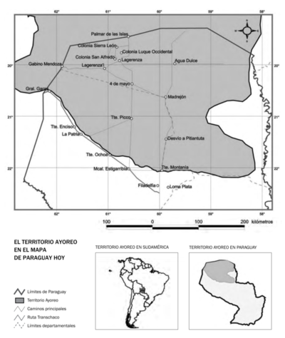 EL TERRITORIO AYOREO EN EL MAPA DE PARAGUAY HOY