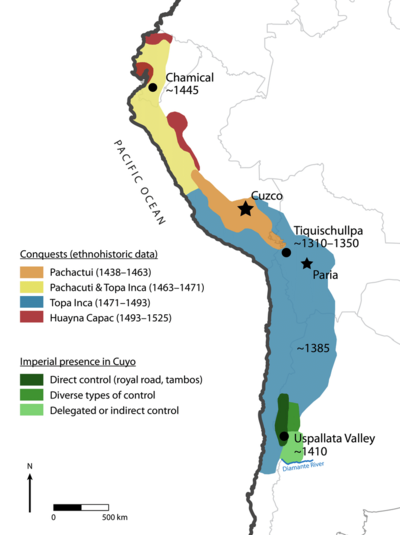 Map of the Inca Empire in western South America