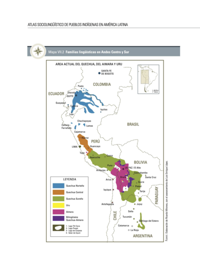 Mapa VII.2 Familias lingüísticas en Andes Centro y Sur